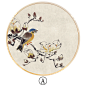 聿田一新中式圆形装饰画客厅沙发背景挂画茶室玄关花鸟挂画实木画-tmall.com天猫