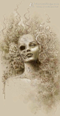 Dark and Macabre Skull Face Beauty Fantasy Art by AuroraWings, $14.95