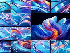 炫彩3D波浪流体渐变数字背景图片壁纸平面设计素材 21p下载_颜格视觉