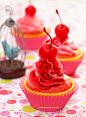 Cherry Cupcakes w/ Strawberry n Cherry Frosting by theresahelmer