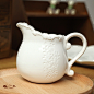 H368 法国浪漫情怀 复古浮雕陶瓷小咖啡壶 牛奶壶 奶盅 可做花器