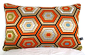 Luxury Velvet & Silk Decorative Pillow Cushion in Metallic Geometric Hexagon Design Orange,Gold,Red,Black from Japanese Obi Silk Ltd Edition by BeccaCadburyDesign on Etsy