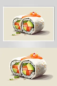 AI数字艺术卡通创意寿司日本美食插画