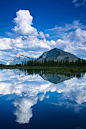 Sulphur Mountain and Mount Rundle reflected in the Third Vermillion Lake. Banff National Park, Alberta, Canada   ©Jerry Mercier