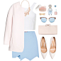 A fashion look from October 2014 featuring white tops, cocoon coat and blue skirt. Browse and shop related looks.