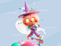 Pumpkin and her lovely magic ball  3d 3d art 3d pumpkin branding character colors cute design ghost halloween illustration kawaii letsgetspooky logo pumpkin spooky texture trick or treat ui witch