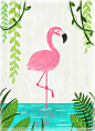 Flamingo Illustration Print by ArtbyHeatherBurns on Etsy