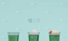 背景:夏季/奶油苏打3DCG插图