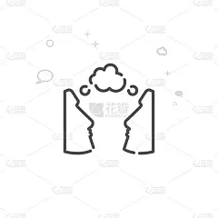 志趣相投的人向量线图标，符号，象形文字，符号。光抽象几何背景。可编辑的中风