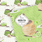 绿茶水彩数码纸图案设计素材 Green Tea digital paper pack - 设汇
