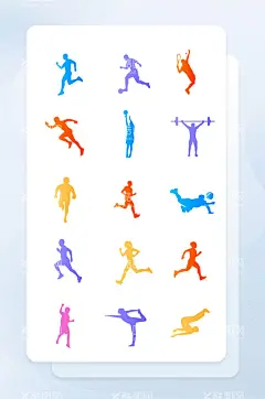 渐变彩色人物运动剪影矢量素材图  - 源文件下载【酷图网】渐变,彩色,人物,运动,剪影,矢量,素材,图标,渐变彩色,人物运动,剪影矢量,素材图标,