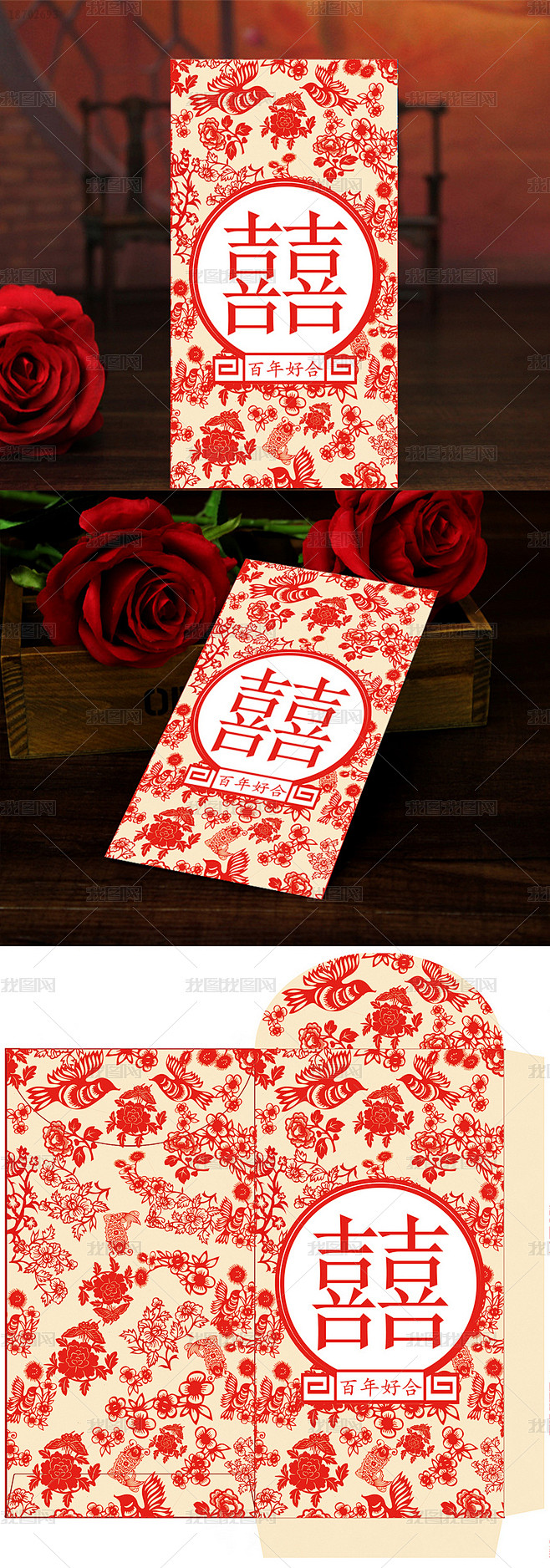 黄色中国风婚礼红包包装设计