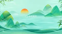 绿色淡雅古风端午节海报展板宣传背景高清模板免费下载-趣麦麦图