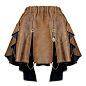 蒸汽朋克steampunk黑咖人造皮革带内衬两层设计感不规则下摆短裙-淘宝网