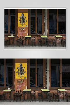 经典户外海报展示场景样机