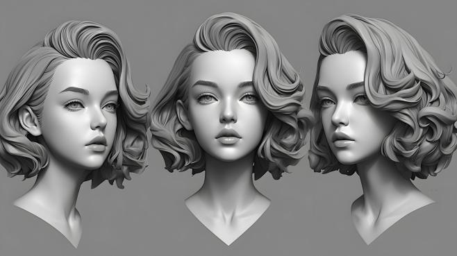 AI写实女头像设定图 时尚头像人物插画临...