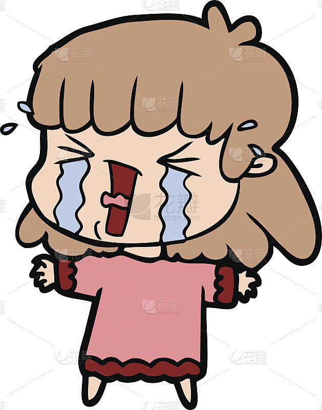 卡通女人在流泪
