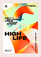 Highlife : Highlife . It's a way of lifeA logo is proposed with the name of the festival (High Life) which, due to its strength and solidity, also functions as an Isotype. Its composition allows it to function dynamically, in different directions and conf