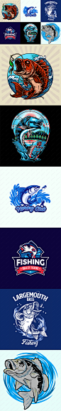6款捕鱼者钓鱼渔具大嘴黑鱼LOGO矢量素材.jpg