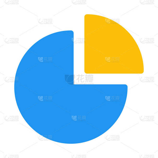 四分之一饼图图标, 简单的矢量插图