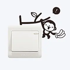 可移除墙贴纸猴子贴画餐厅客厅卧室卡通创意开关贴插座墙壁装饰品