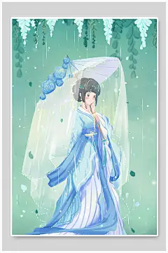 古风插画仙女美女纱帽唯美-众图网