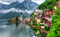 Hallstatt Hallstatt, Austria mountain water mountainous landforms Nature Town mountain range River Village alps fjord landscape Lake valley flower traveling surrounded