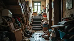 堆放杂物的楼道背景