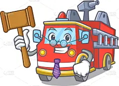 法官,消防车,吉祥物,卡通,可爱的,汽车,交通,面部表情,办公室,服务