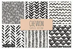 墨水毛笔笔刷图案无缝背景Chevron. Seamless Patterns Set v.3 设计模板 
