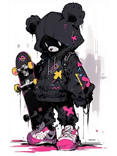 玩滑板的暴力熊