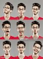 Facial expressions, multiple image : Stock Photo