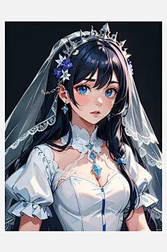 数字艺术新娘插画少女壁纸-众图网