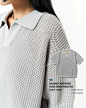 Photo by MAINBOOTH 메인부스 on May 09, 2023. May be an image of 1 person, turtleneck, cardigan, sweater, outerwear and text that says 'SAIINGO ERSIZED PUNCHING SWEATER LIGHTGR DUST BLUE AVOCADO'.