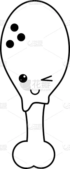 可爱,大腿,黑白图片,鸡肉,卡通,分离着色,可爱的,白色,清新,收集