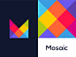 Mosaic, colorful modular M letter mark, logo design pixel pixels points dots brand branding artistic art vector icon mark symbol tiles cells bits studio mosaic m logo design letter mark monogram interior design identity flat 2d geometric creative corporat