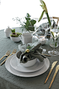 Green Christmas table setting