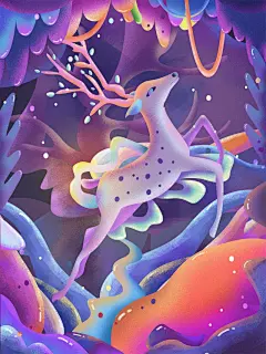 梦幻糖果渐融风风景插画