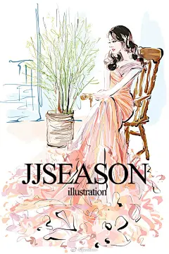 浪漫舒适，岁月静好@Dear-迪丽热巴
jjseason插画超话 #season时尚插画# ​​​​