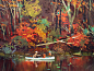 Fall Canoeing, Mike McCain : Here's a piece I painted for Procreate using the new Color Dynamics coming soon in Procreate 5! It's a super fun new feature. 