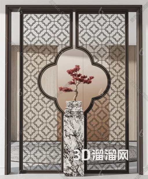 新中式隔断3D模型