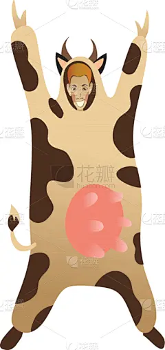 男人,牛玩偶服,正下方视角,衣服,白色,分离着色,事件,站,微笑,叉腰