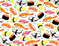 Sushi take out  : Illustration done for a sushi restaurant's togo box ribbon. 