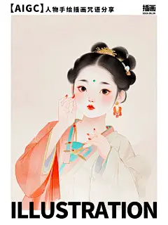 【AIGC】国画人物手绘插画咒语分享 - 小红书