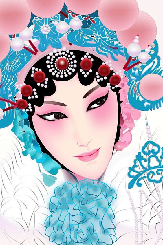 生旦净末丑戏剧脸谱国粹中国戏曲矢量京剧人物花旦脸谱古装美女