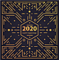 矢量新年2020几何卡片，旗帜，artdeco背景图片下载