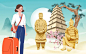 西安兵马俑旅游插画 中国