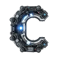 英文字符字母C机甲风免抠元素