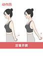 一字肩肩部锻炼动作减肥减脂瘦身腹肌马甲线健身塑形瑜伽运动锻炼 可爱女孩美女 卡通手绘漫画