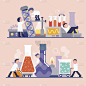 科学家在实验室里研究/科学家卡通人物
